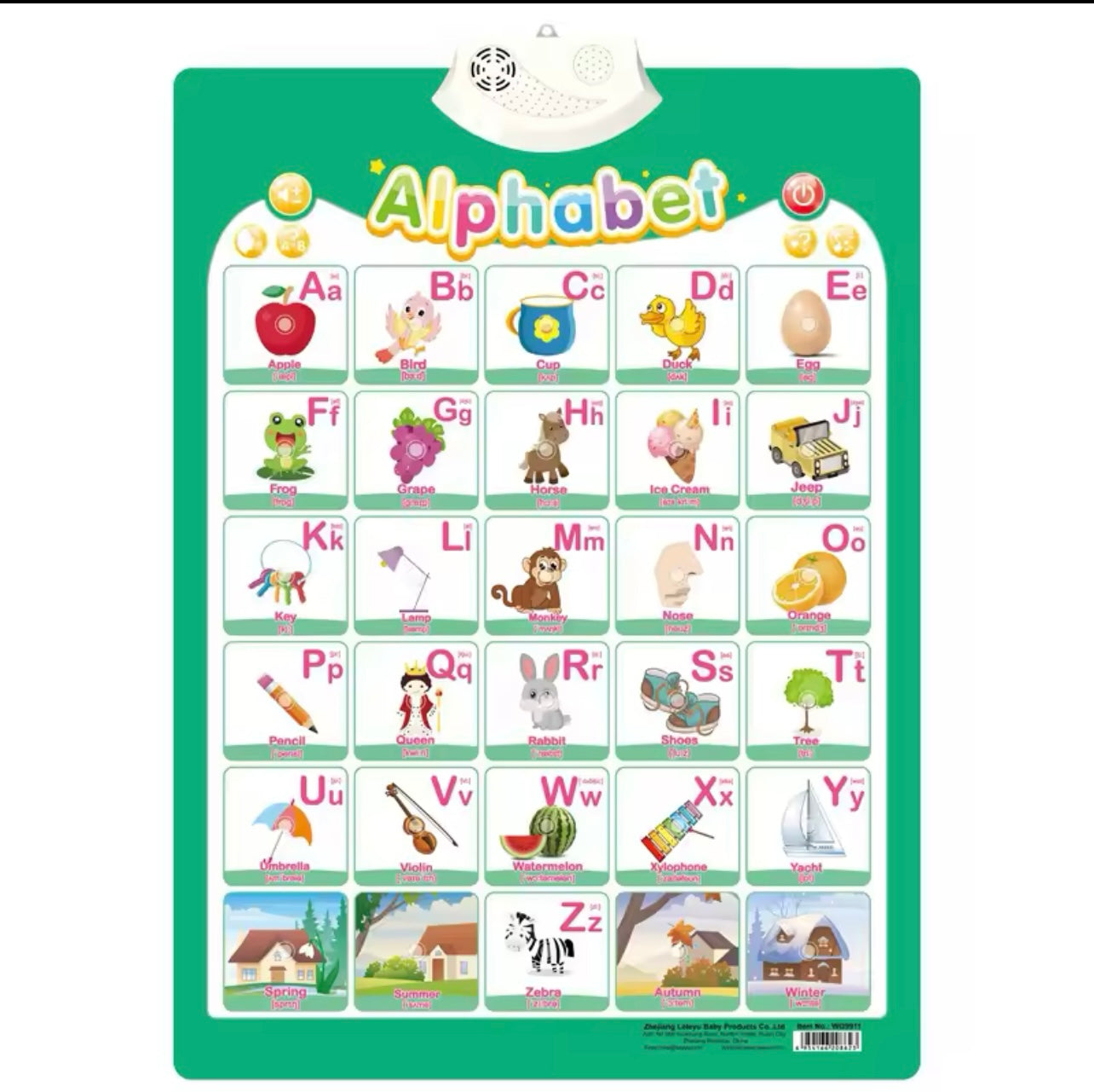Electronic English Alphabet Wall Chart Talking ABC Letters 123s Music Poster Educational Learning Toy for Toddler Kids Gifts