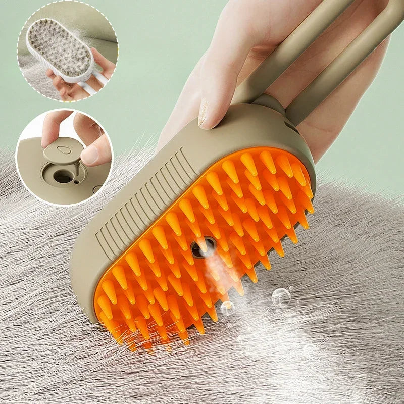 3-in-1 Dog Hair Brush Cat Hair Brush Electric Pet Cleaning Brush Steam Spray Brush Massage Hair Removal Comb Anti Flying Brush