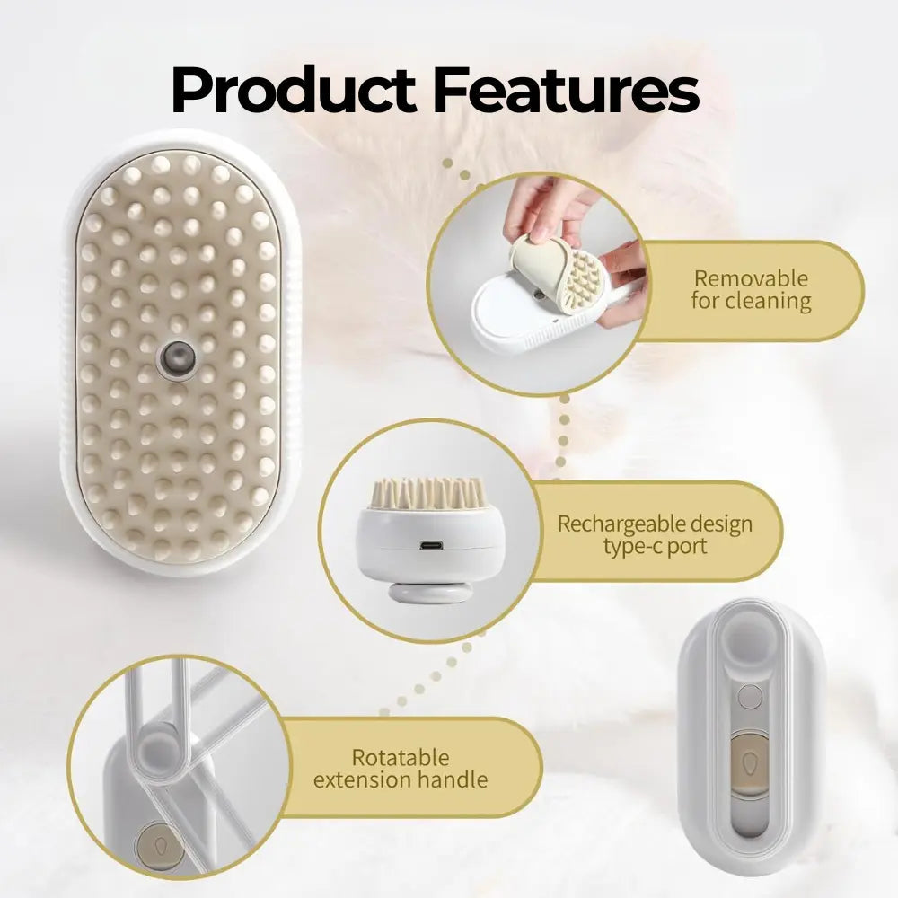 3-in-1 Dog Hair Brush Cat Hair Brush Electric Pet Cleaning Brush Steam Spray Brush Massage Hair Removal Comb Anti Flying Brush