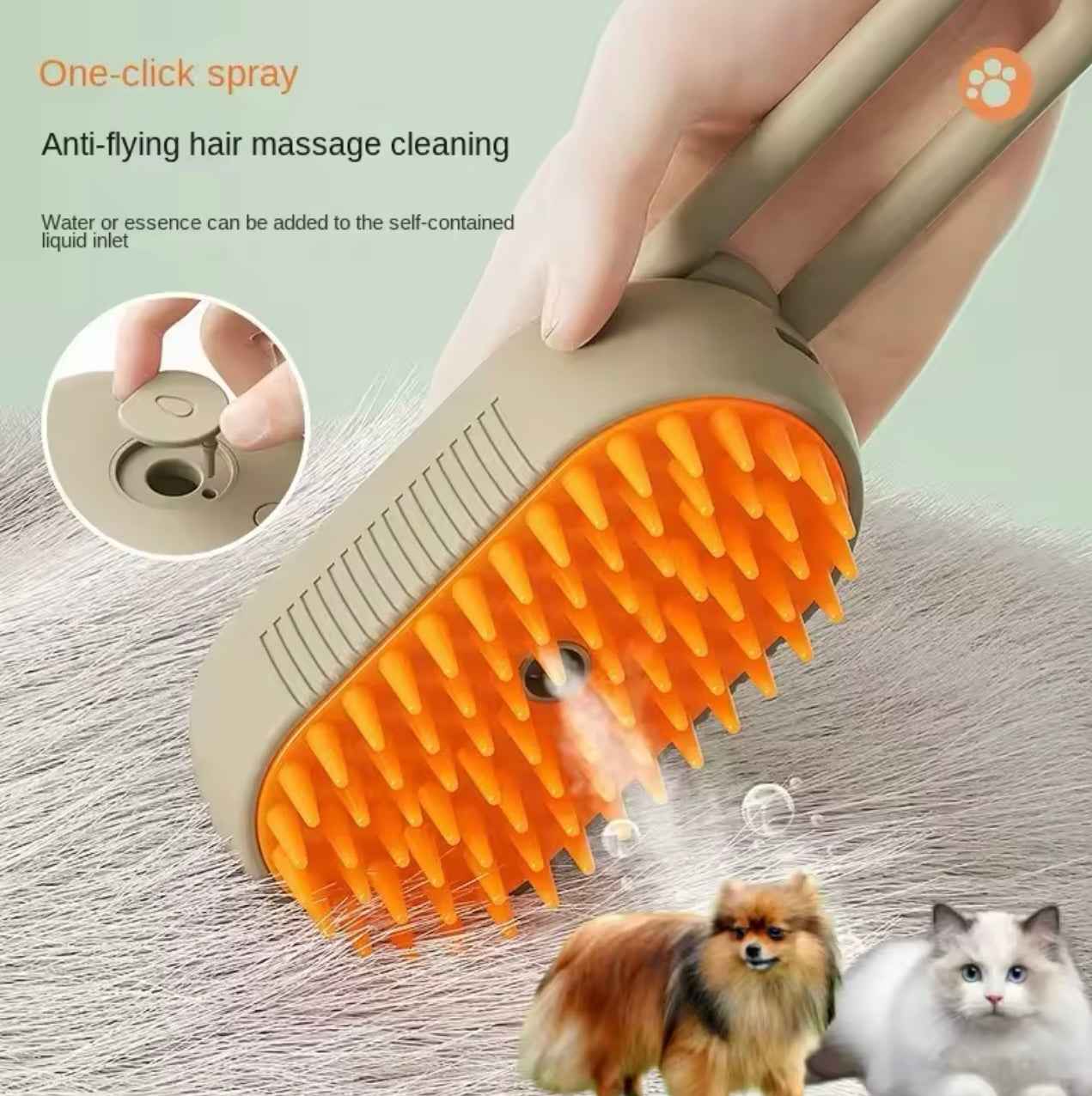 3-in-1 Dog Hair Brush Cat Hair Brush Electric Pet Cleaning Brush Steam Spray Brush Massage Hair Removal Comb Anti Flying Brush