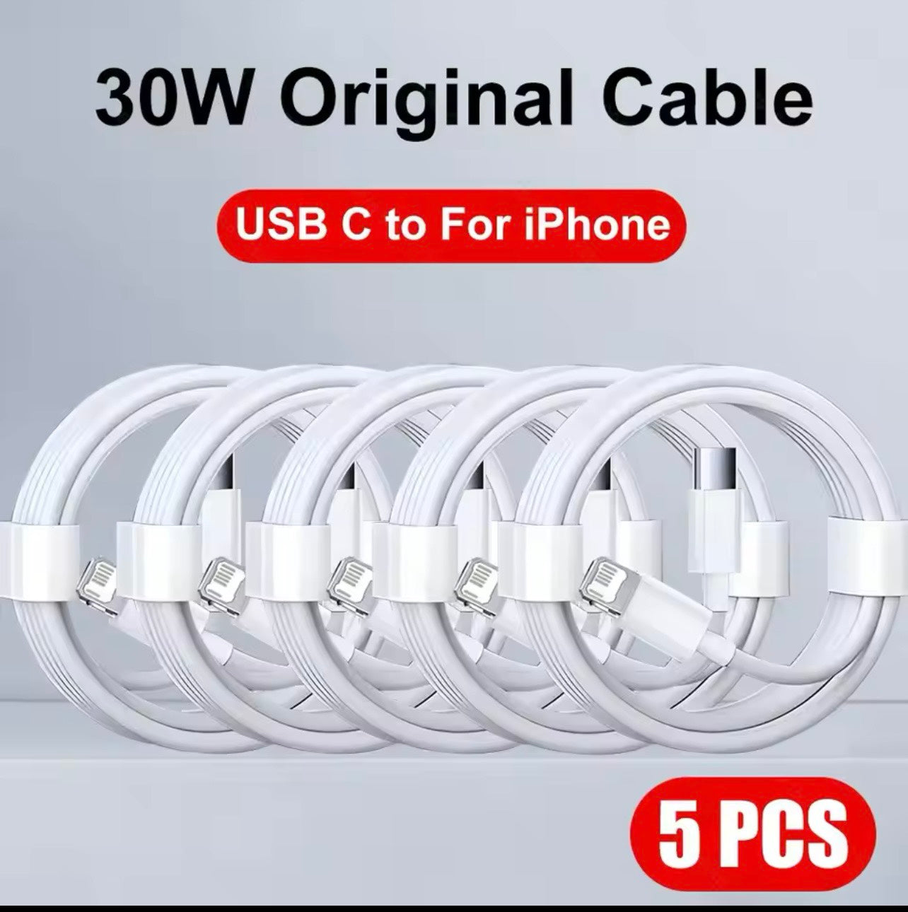 5-1pcs 30W Fast Charging Cable For Apple iPhone 13 12 11 14 Pro Max Mini USB
