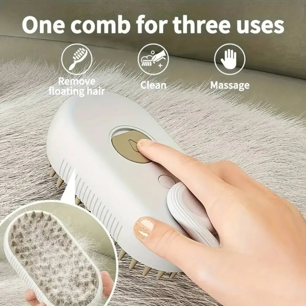 3-in-1 Dog Hair Brush Cat Hair Brush Electric Pet Cleaning Brush Steam Spray Brush Massage Hair Removal Comb Anti Flying Brush